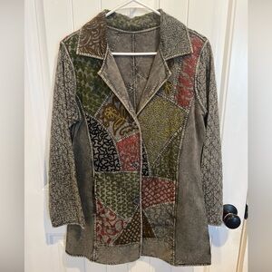 Parsley & Sage Lagenlook Multicolor Patchwork Blazer